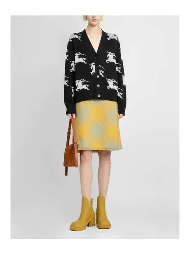 Burberry Cotton EKD Intarsia Knit Cardigan Black White