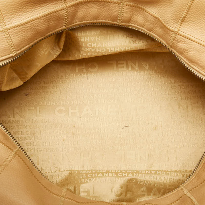 Top Quality Chanel Chocolate Bar Boston Bag Handbag Beige Leather Lady Chanel