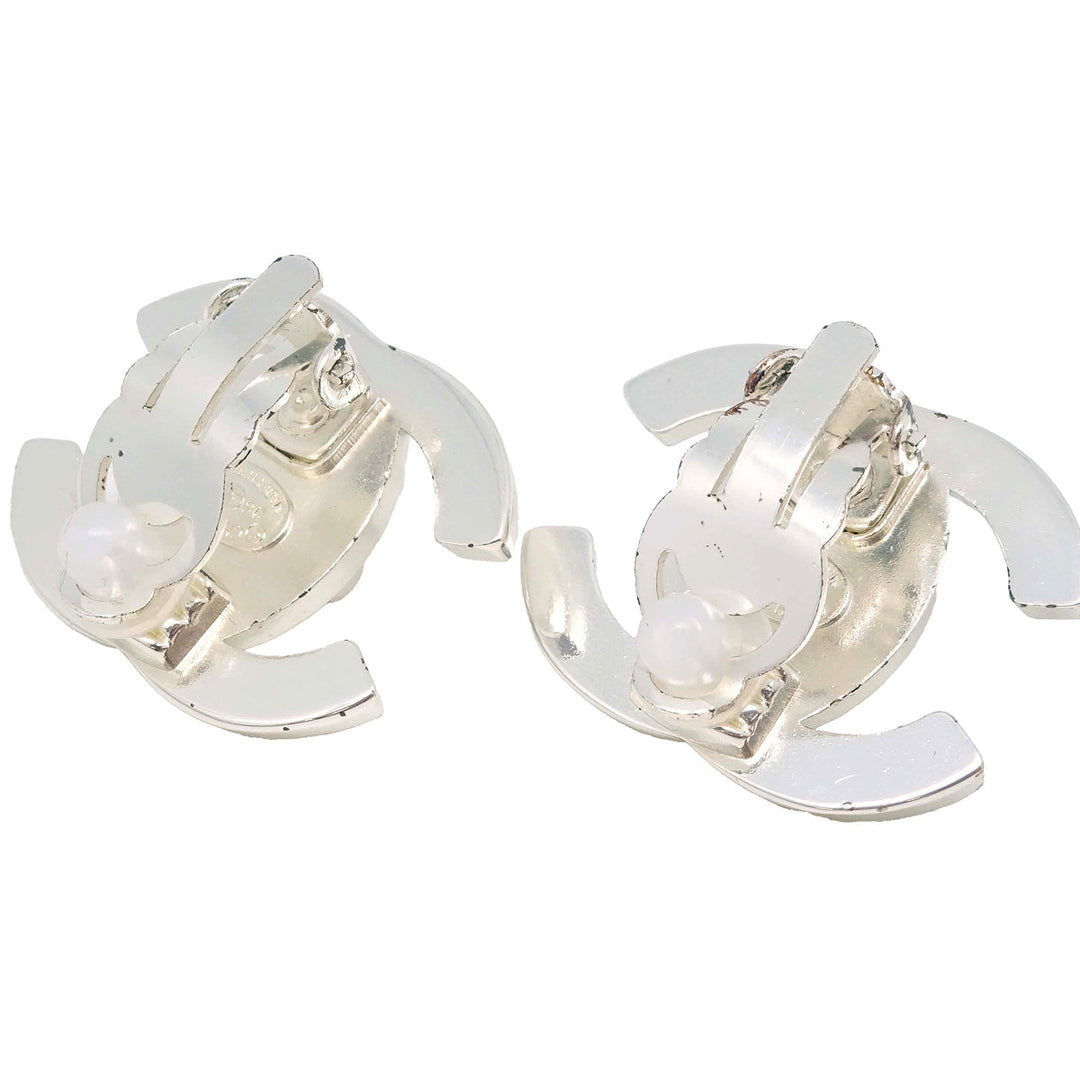 Top Quality Chanel CC Turnlock Earrings Clip-On Silver Large 96A
