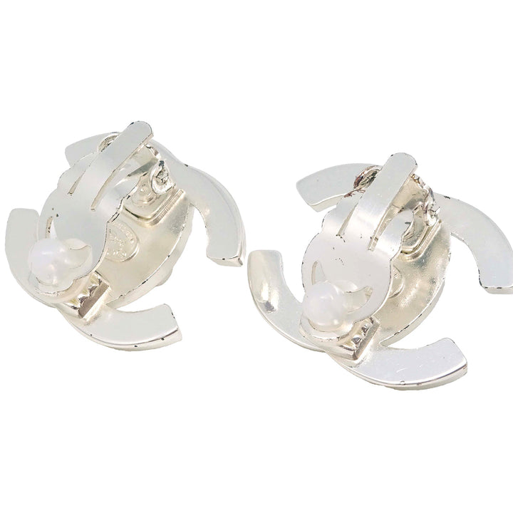 Top Quality Chanel CC Turnlock Earrings Clip-On Silver Large 96A