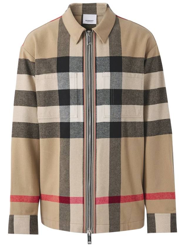 Burberry ExaGGerated Check Wool Cotton Overshirt Jacket Archive Beige