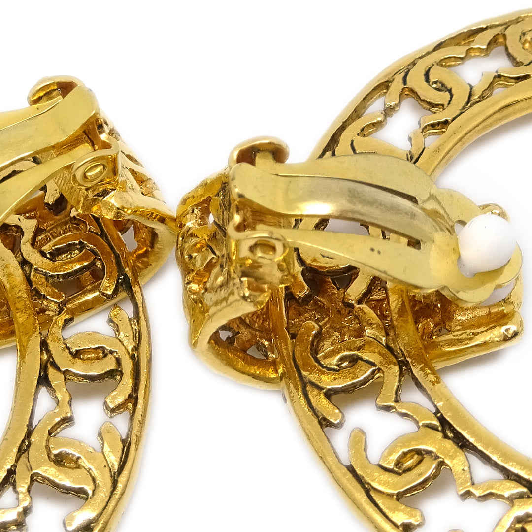 Top Quality Chanel Hoop Dangle Earrings Clip-On Gold