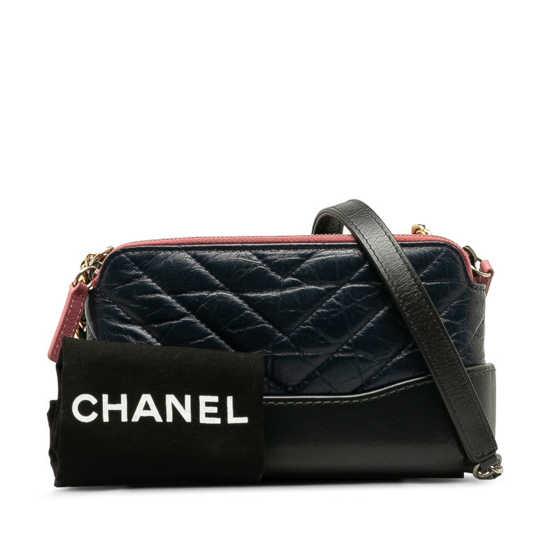 Top Quality Chanel Gabriel Kittening Chain Wallet Mini houlder Bag Navi Leather  Chanel