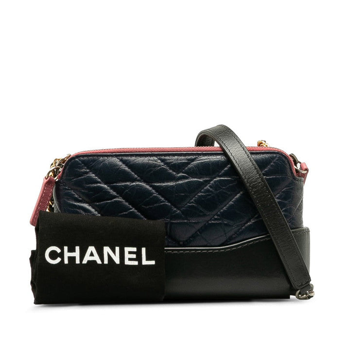 Top Quality Chanel Gabriel Kittening Chain Wallet Mini houlder Bag Navi Leather  Chanel