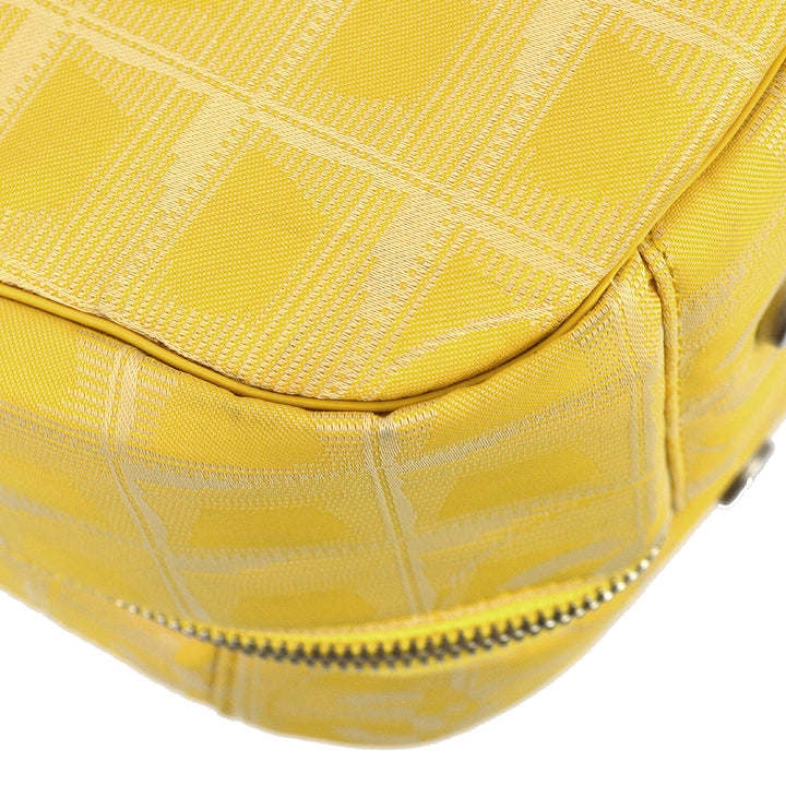 Top Quality Chanel 2001-2003 Yellow Jacquard Nylon New Travel Line Handbag