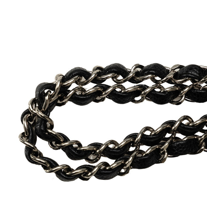 Top Quality Chanel Matrace 25 Cocomark Double Flap ilver  Chain Shoulder Bag Black Caviar S  CHANEL