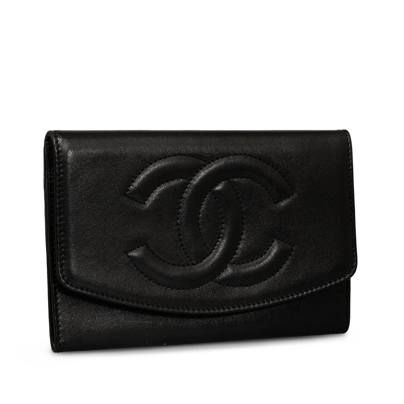 Top Quality Chanel Double Folded Wallet Lambskin Black Ladies