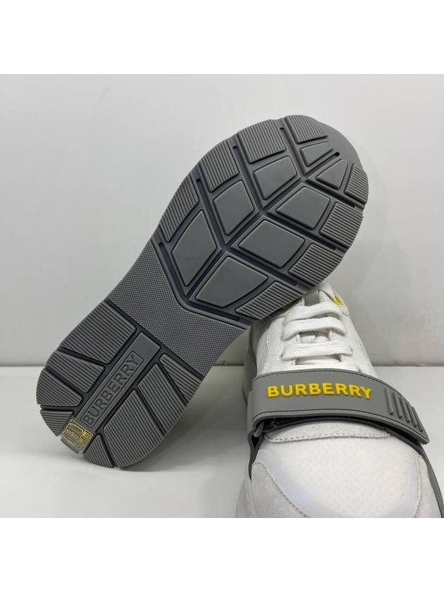 Burberry Men's Suede Vintage Check Velcro Low Top Sneakers White