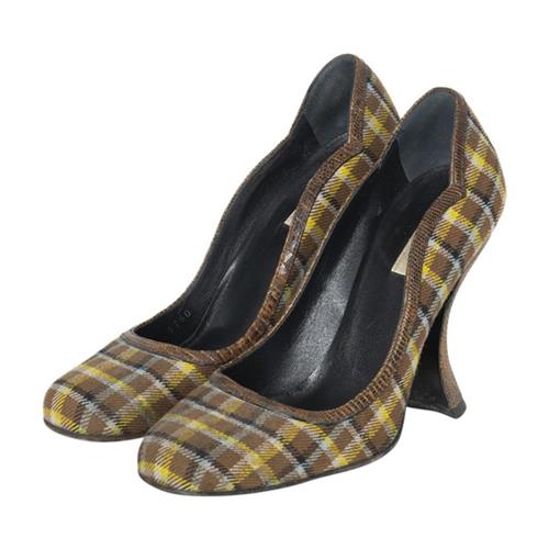Prada Vintage Plaid Canvas Pumps