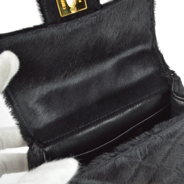 Top Quality Chanel 1991-1994 * Black Pony Hair Classic Flap Micro Handbag