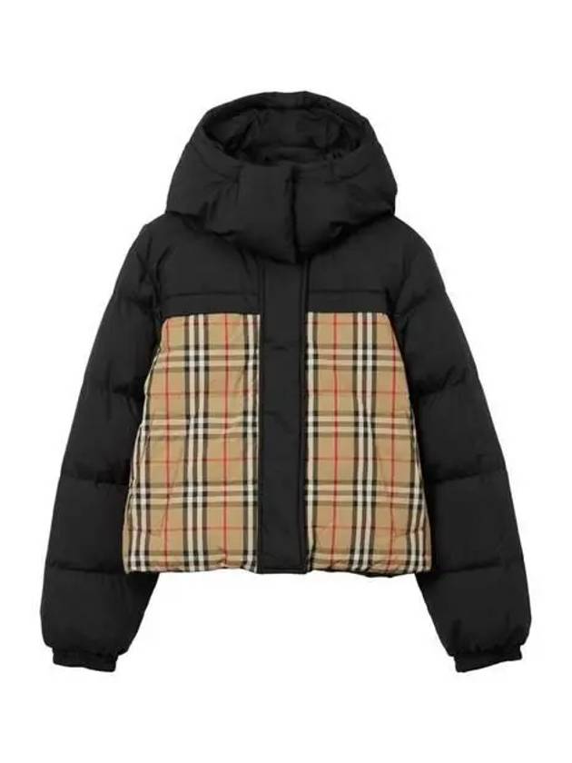 Burberry WoMen's Vintage Check Crop Reversible Padding Black Archive Beige