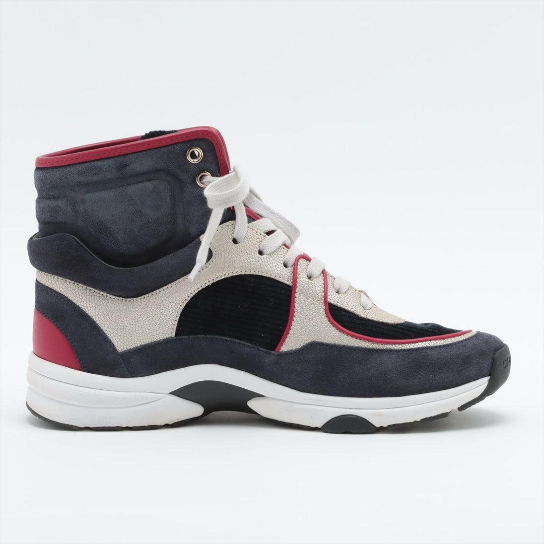 Top Quality Chanel Coco Leather High-Cut Sneaker 37 1/2  Multicolor G34053