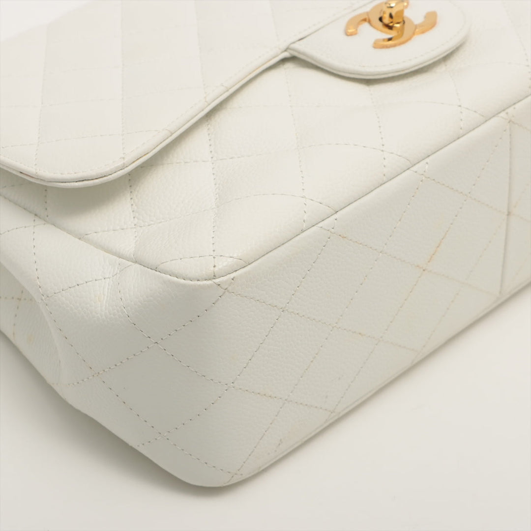Top Quality Chanel DECAMATRASE Caviar S Single Flap Double Chain Bag White Gold  11th