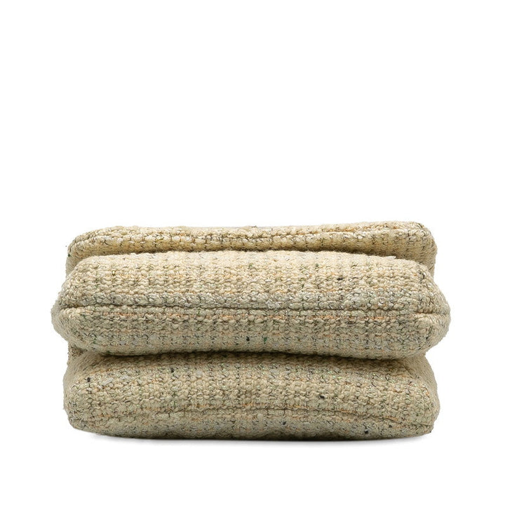 Top Quality Chanel Coco Top Handle Chain Shoulder Bag White Multicolor Tweed Bamboo
