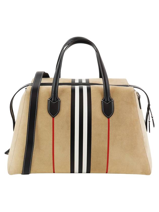 Burberry Striped Suede Tote Bag Beige