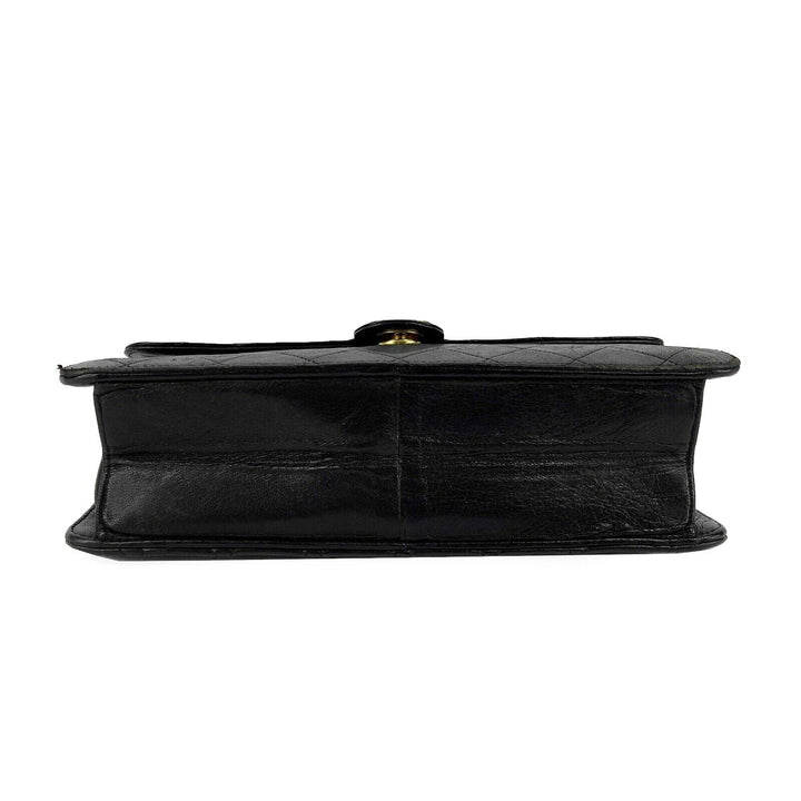 Chanel - VTG CC Logo Old Medium Black Matelasse Quilted Shoulder Bag