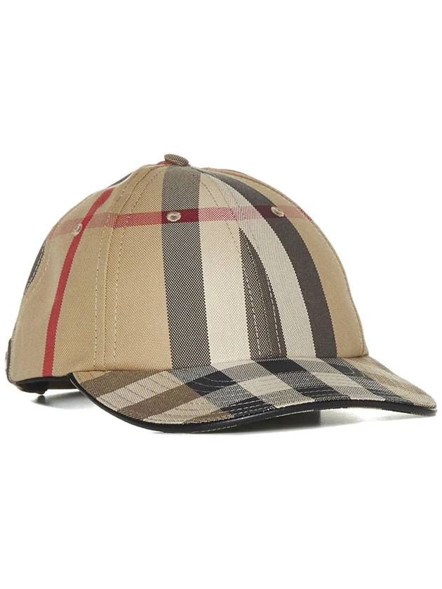 Burberry Detail Check Cotton Logo Ball Cap Beige