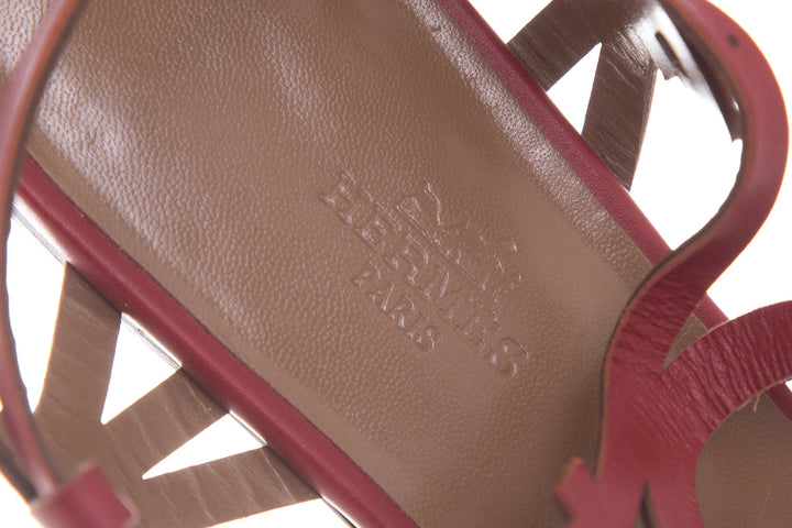 Hermès Red Karlotta Sandals SZ 37.5