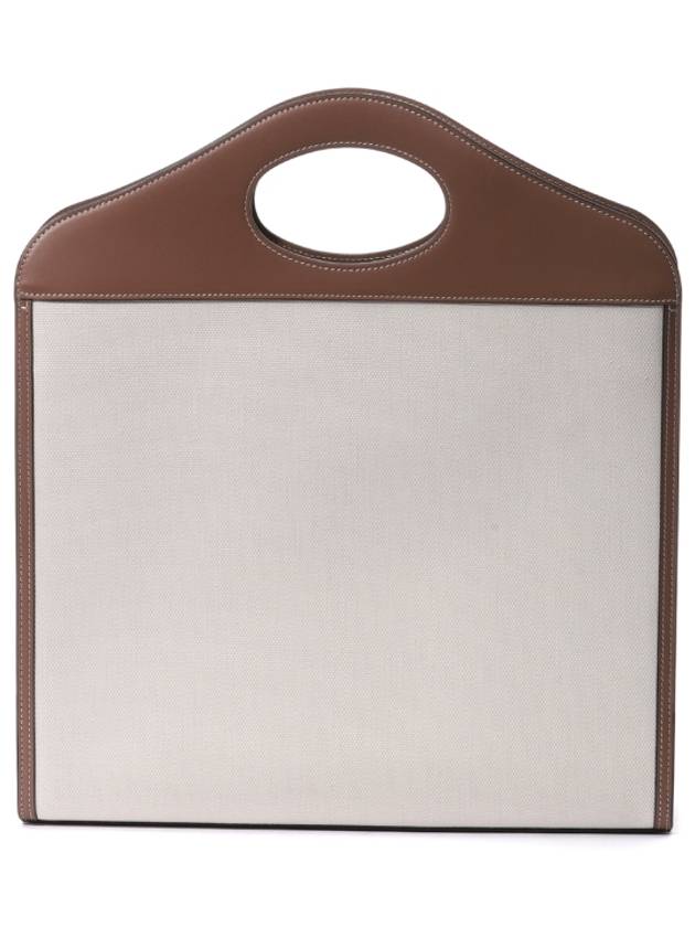 Burberry Medium Two-tone Canvas Leather Pocket Tote Bag Beige