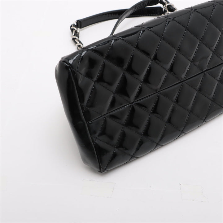 Top Quality Chanel Mademoiselle Patent Leather Chain Shoulder Bag Black Silver G  14th