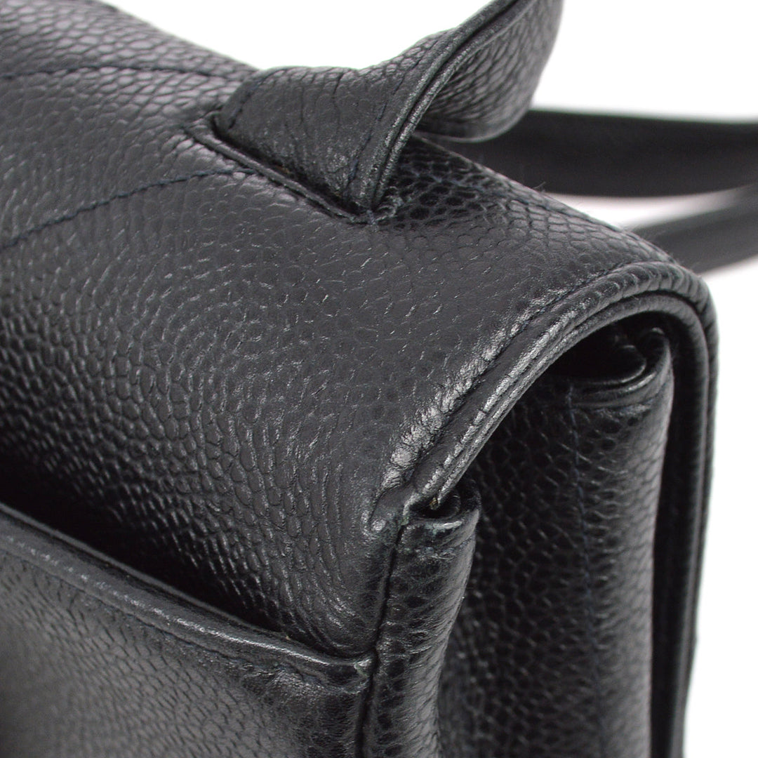 Top Quality Chanel * 1994-1996 Black Caviar Mini Straight Flap Shoulder Bag
