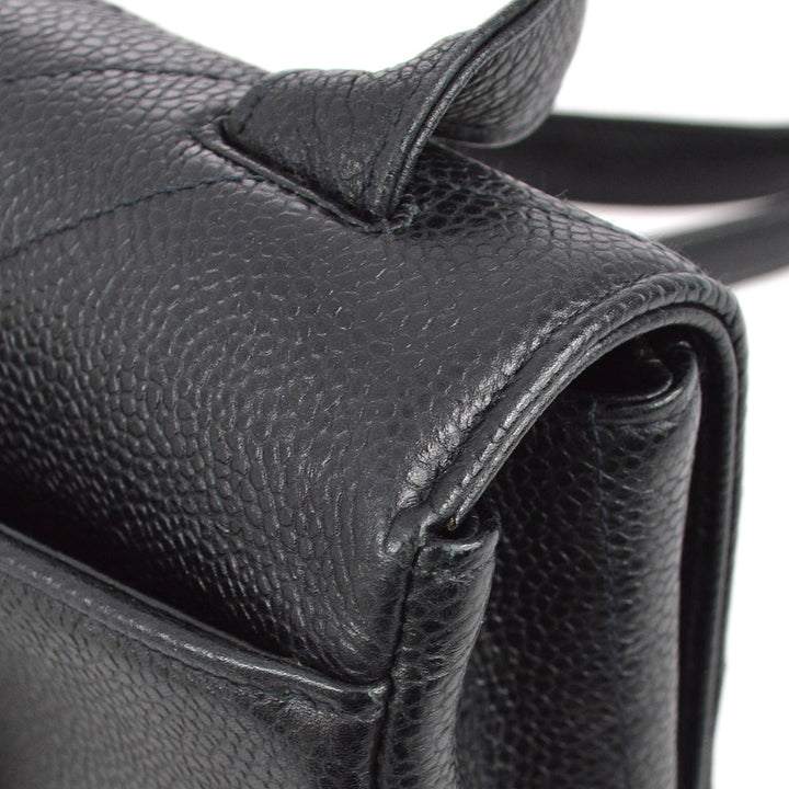 Top Quality Chanel * 1994-1996 Black Caviar Mini Straight Flap Shoulder Bag