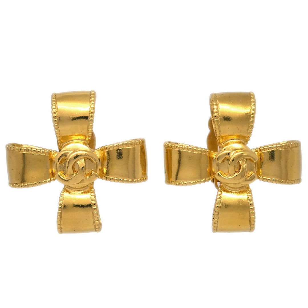 Top Quality Chanel 1997 Ribbon Cross Earrings Clip-On