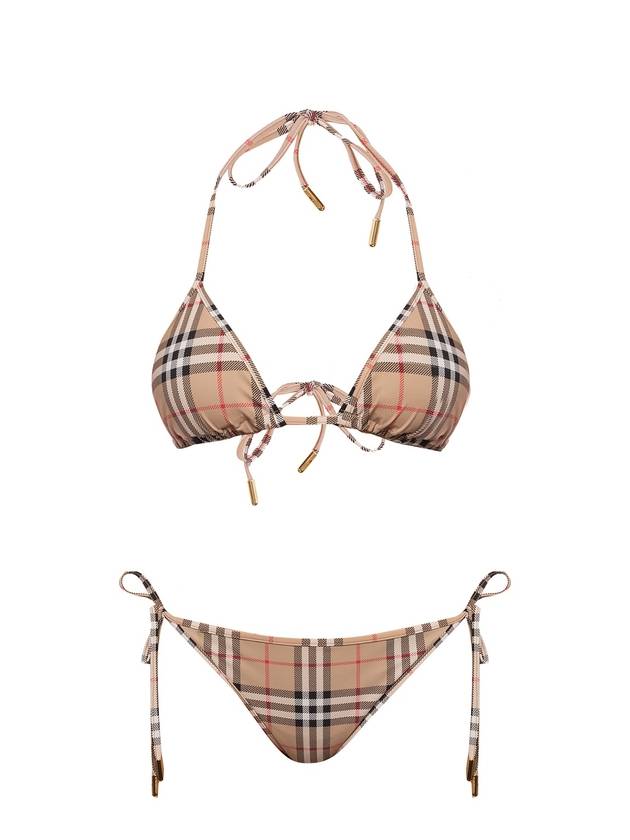 Burberry WoMen's Vintage Check Triangle Bikini Archives Beige