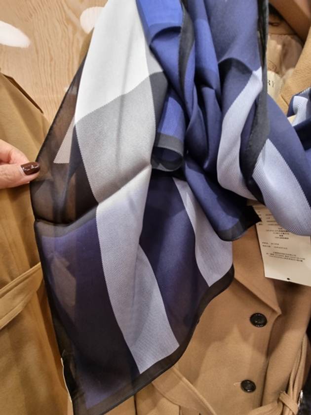 Burberry Mega Check Silk Muffler Navy