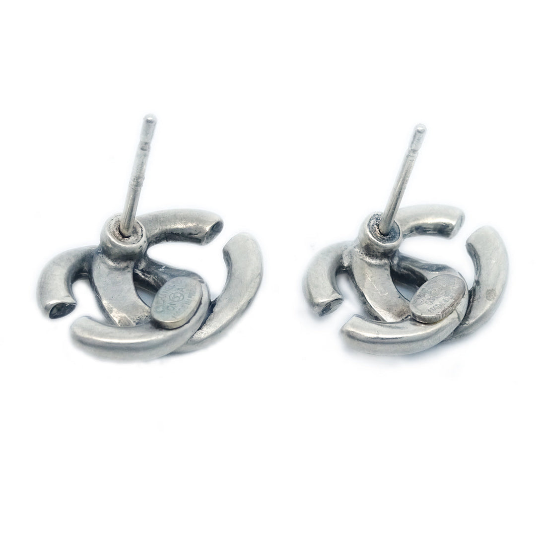 Top Quality Chanel CC Piercing Earrings Silver 01A