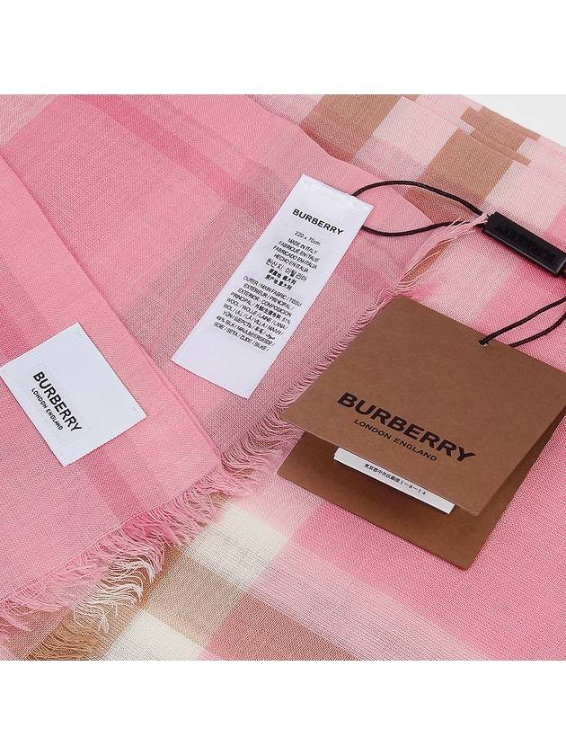 Burberry Check Wool Silk Scarf Pink