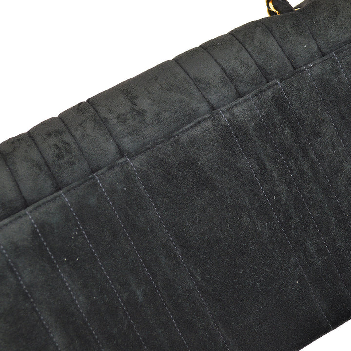 Top Quality Chanel 1991-1994 Black Suede Medium Vertical Stitch Single Flap Bag