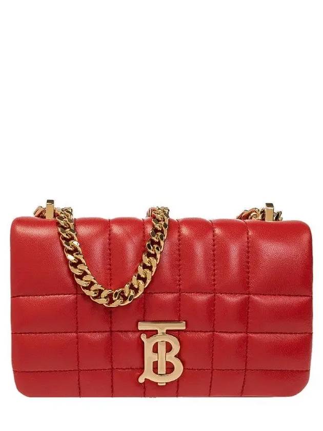 Burberry Lola Monogram Quilted Leather Mini Shoulder Bag Red