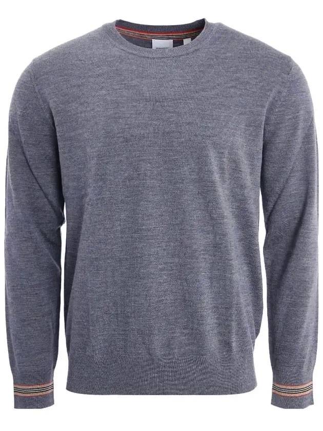 Burberry Men's Icon Striped Wool Long Sleeve T-Shirt Grey