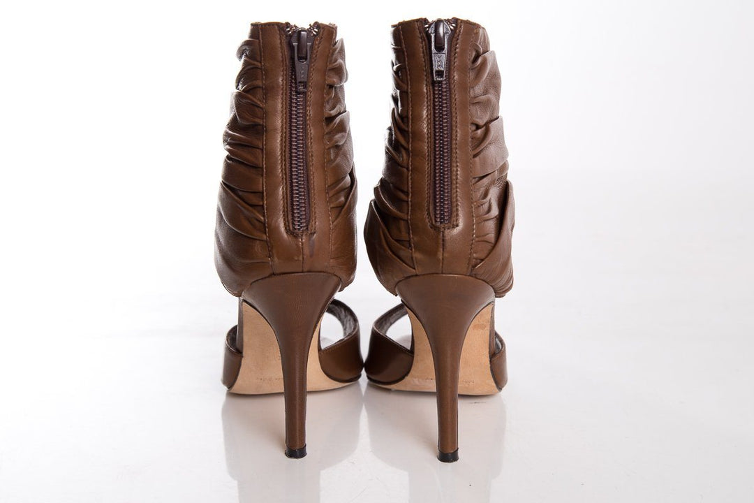 Manolo Blahnik Brown Leather Heels SZ 36.5