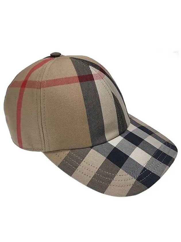 Burberry Embroidered Logo Check Cotton Ball Cap Beige