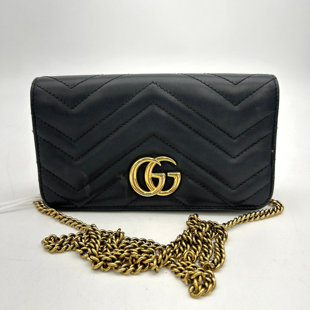 GUCCI Black Mini GG Marmont Crossbody Bag LA30889
