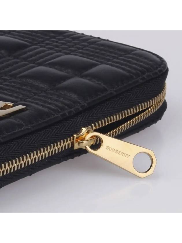 Burberry Quilted Lambskin Lola Zipper Round Long Wallet Black