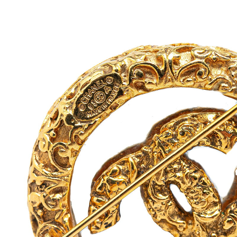 Top Quality Chanel Coco Mark Lava Brooch Gold Plated Plastic