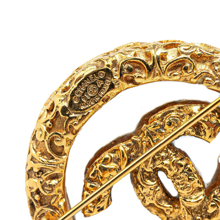 Top Quality Chanel Coco Mark Lava Brooch Gold Plated Plastic