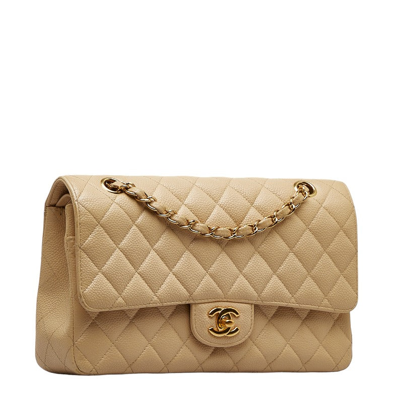 Top Quality Chanel Matrases 25 Double Flat Chain houlder Bag Beige Caviar S  Chanel