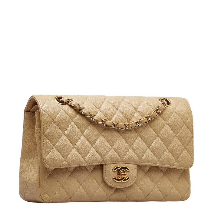 Top Quality Chanel Matrases 25 Double Flat Chain houlder Bag Beige Caviar S  Chanel