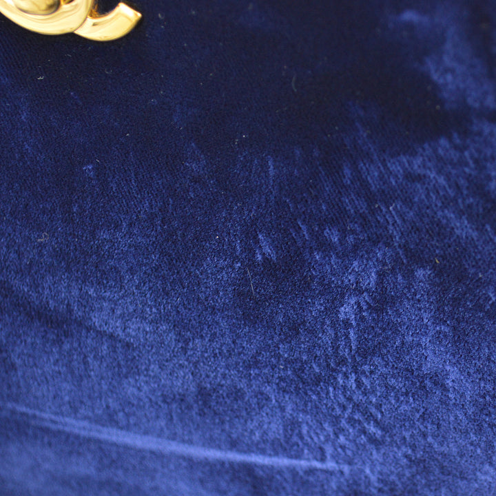Top Quality Chanel * 1997-1999 Blue Velvet Double Sided Turnlock Handbag