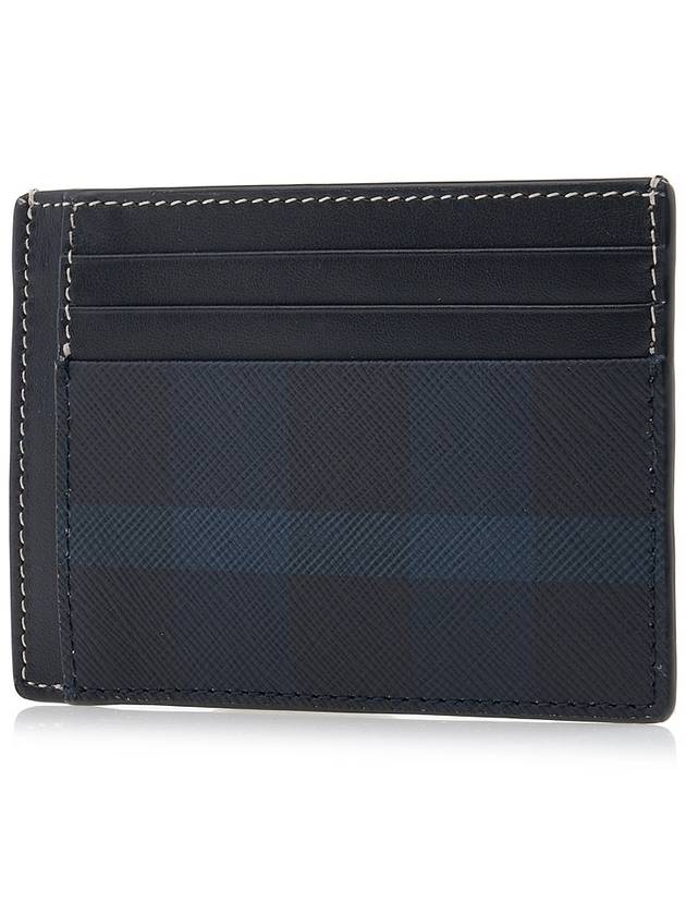 Burberry Check Print Money Clip Card Wallet Navy