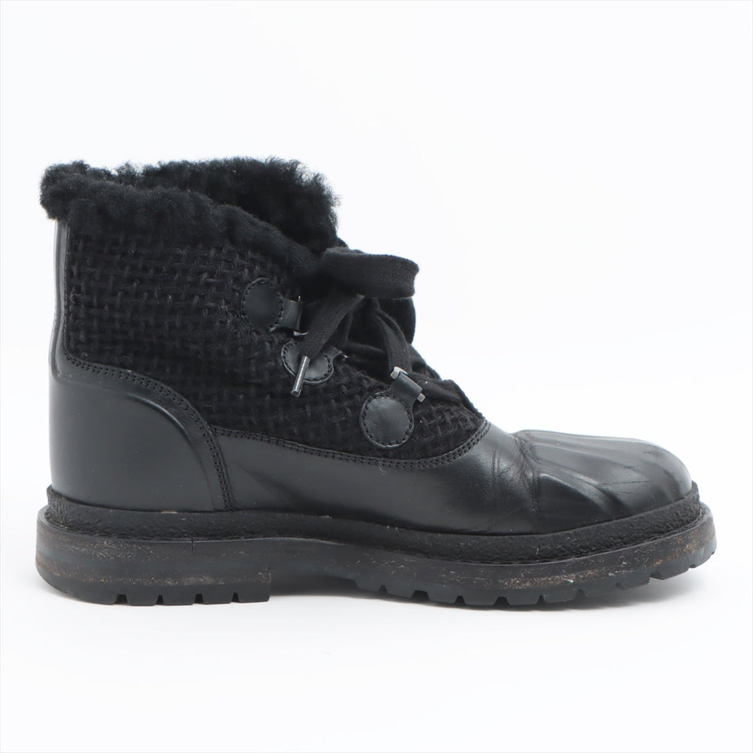 Top Quality Chanel Coco Wool x Leather Boots 36  Black G32179 Boar