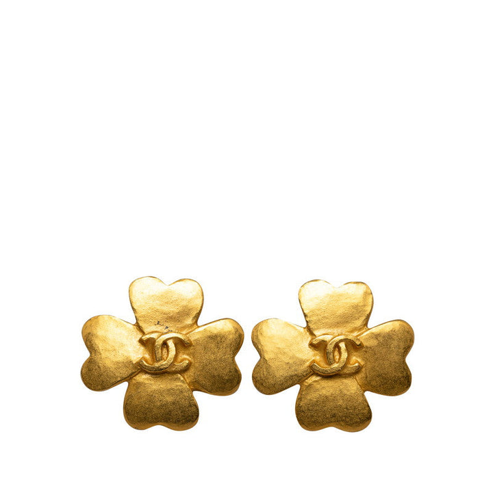 Top Quality Chanel Vintage Coco Clover Earring Gold   Chanel