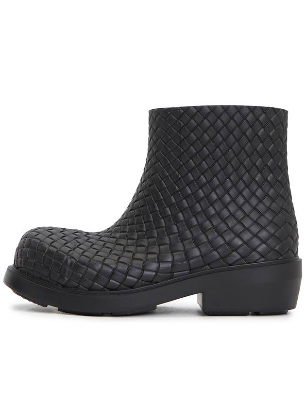Bottega veneta Fireman Intrecciato Leather Ankle Boots Black