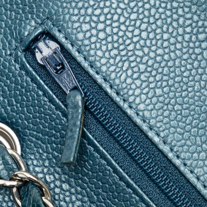 Top Quality Chanel Mattrase 25 Coco Double Flap Chain Shoulder Bag Blue Silver Caviar S  CHANEL