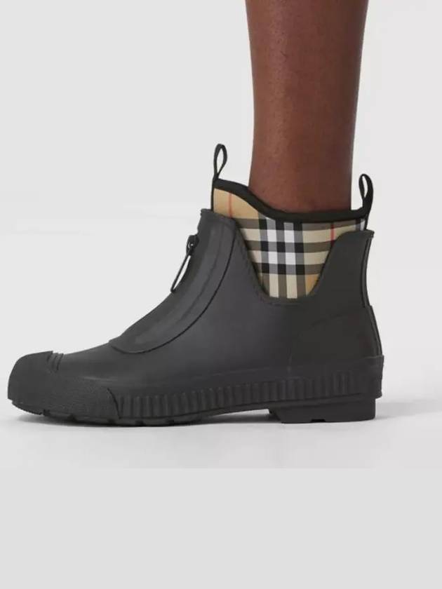 Burberry Vintage Check Neoprene Rubber Rain Boots Black Archive Beige