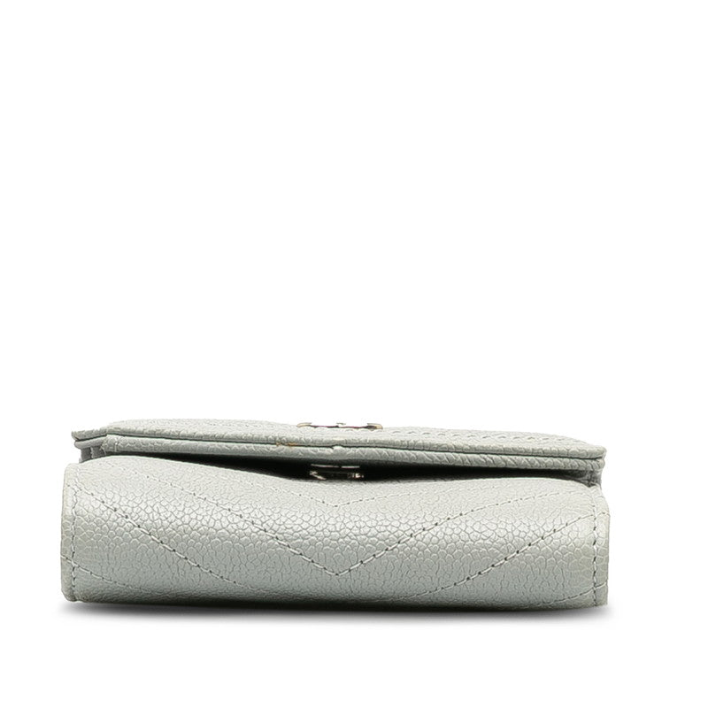 Top Quality Chanel V titch Cocomark Three Folded Wallet Compact Wallet Grey Caviar S  CHANEL